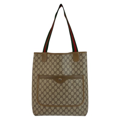 GUCCI グッチ ヴィンテージ シェリーライン ベージュ ブラウン GGスプリームキャンバス トートバッグ ショルダーバッグ 603309 【中古】