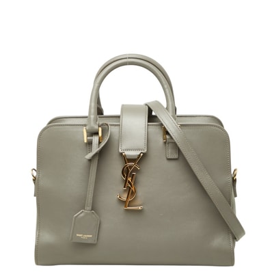 サンローラン ベイビーカバス YSLロゴ ハンドバッグ ショルダーバッグ 2WAY 472466 グレー レザー レディース SAINT LAURENT 中古