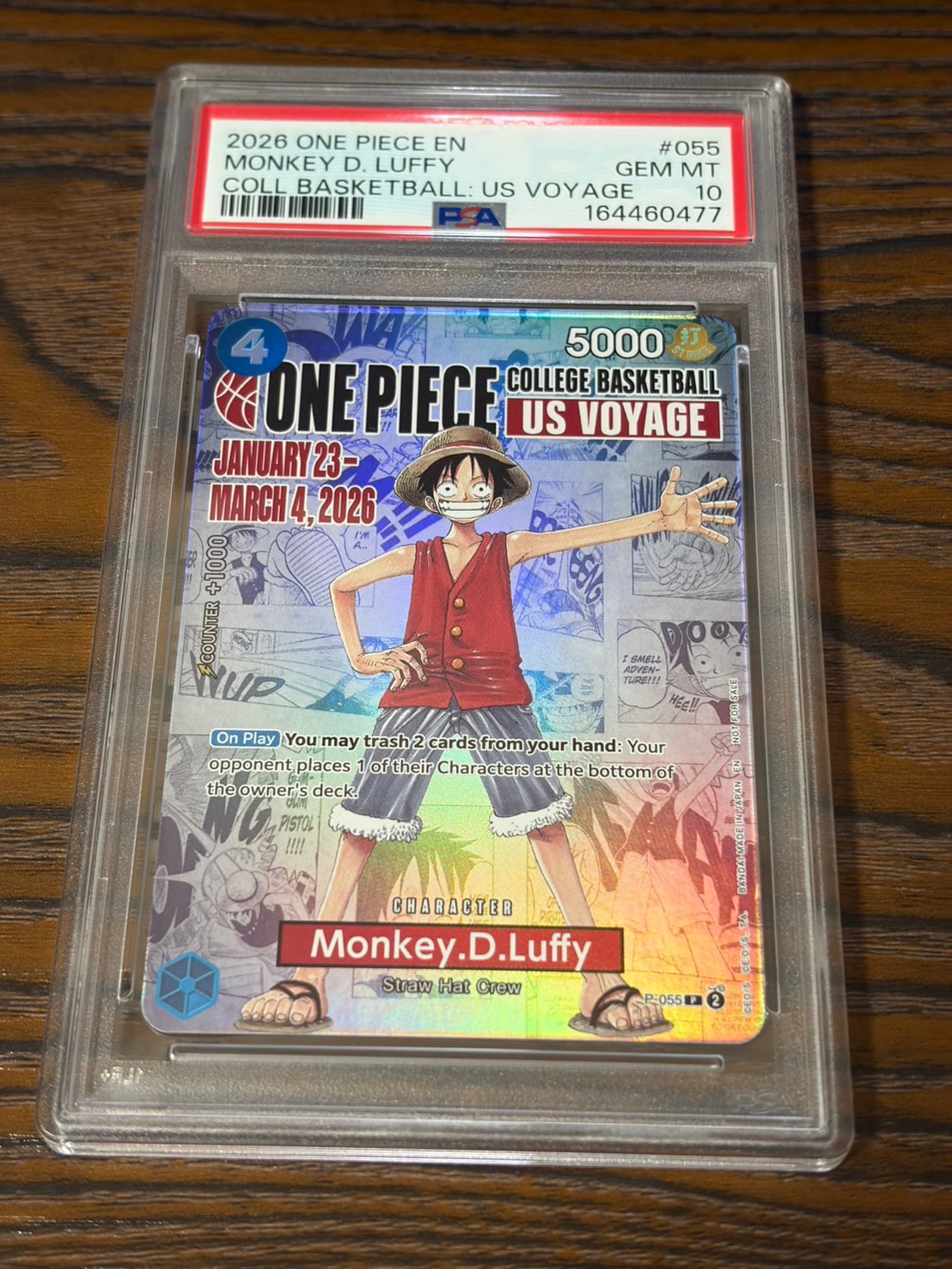モンキー・D・ルフィ:P (開封済) [P-055]【英語版】(プロモーションカード「ワンピース カレッジ バスケットボール:USボヤージュ」)