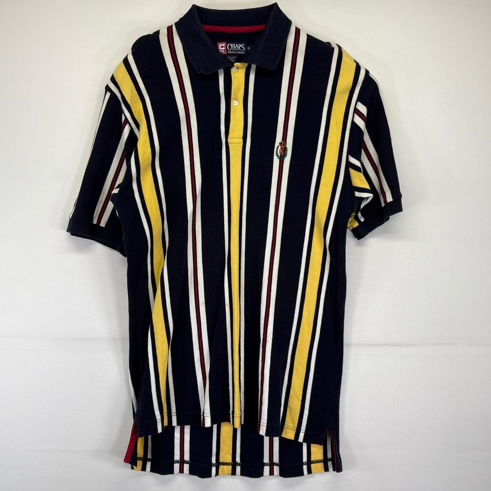古着 チャップスラルフローレン CHAPS RALPHLAUREN ポロシャツ ストライプ柄 ワンポイントロゴ 鹿子生地 大きいサイズ XL マルチカラー メンズ