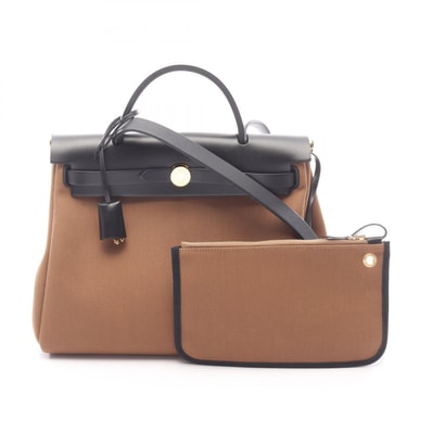 エルメス HERMES エールバッグジップPM ルトゥルネ クラフト ハンドバッグ バッグ キャンバス レザー トワルミリタリー / ヴァッシュハンター トワルミリタリー W刻印(2024年製造) レディース ブラウン系 / ブラック系 【中古】