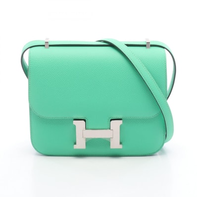 エルメス HERMES コンスタンス3 ミニ ヴェールコミック ショルダーバッグ バッグ ヴォーエプソン ヴォーエプソン B刻印(2023年製造) レディース グリーン系 【中古】