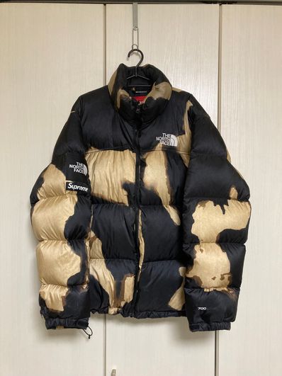 Supreme x The North Face Bleached Denim Print Nuptse Jacket "Black"