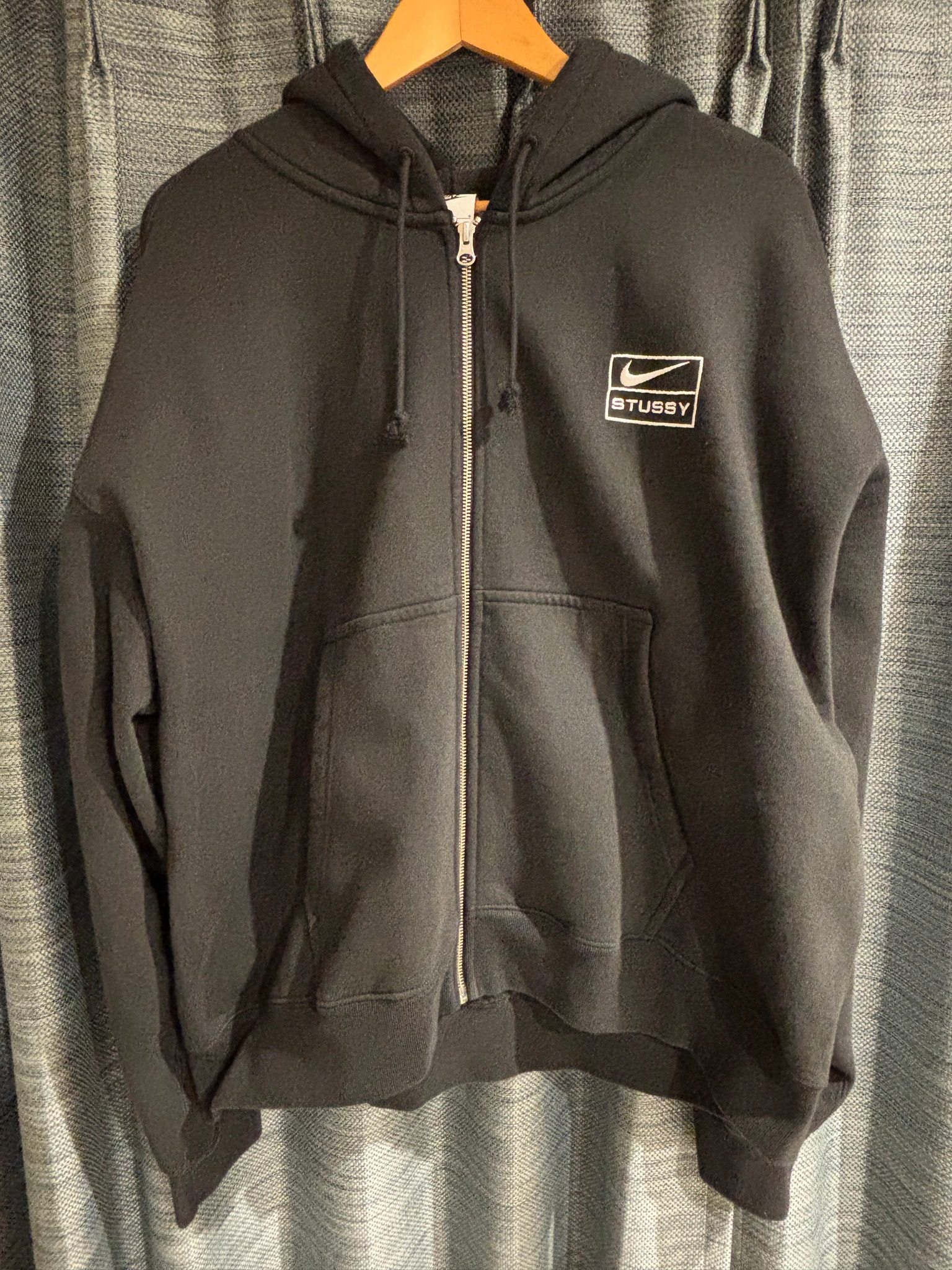 Stussy x Nike Stone Washed Fleece Zip Hoodie "Black" (US Size) FJ9175-010