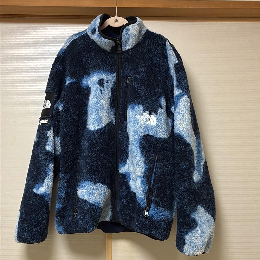 Supreme x The North Face Bleached Denim Print Fleece Jacket "Indigo"