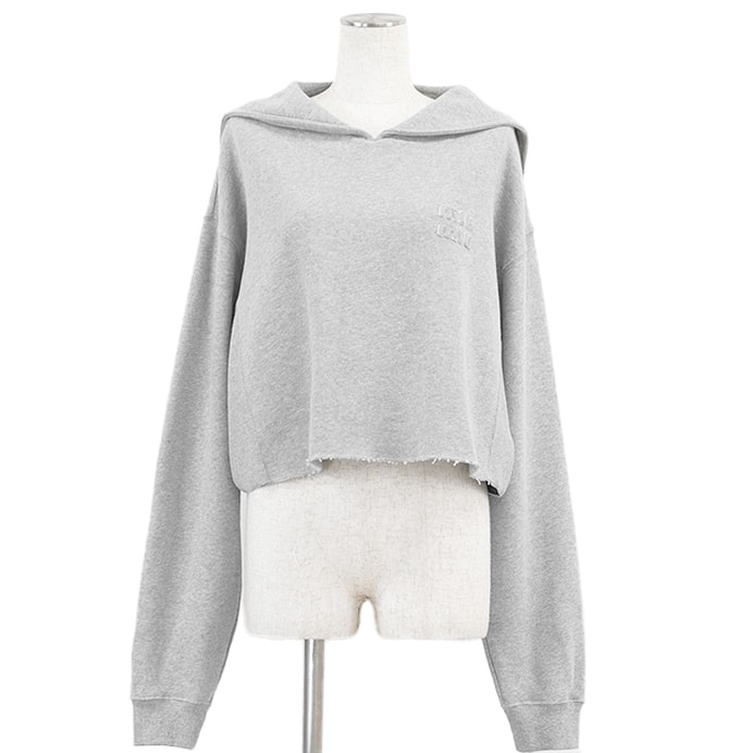 美品 ミュウ ミュウ クロップド コットン100% 長袖 スウェット レディース グレー XS Miu Miu