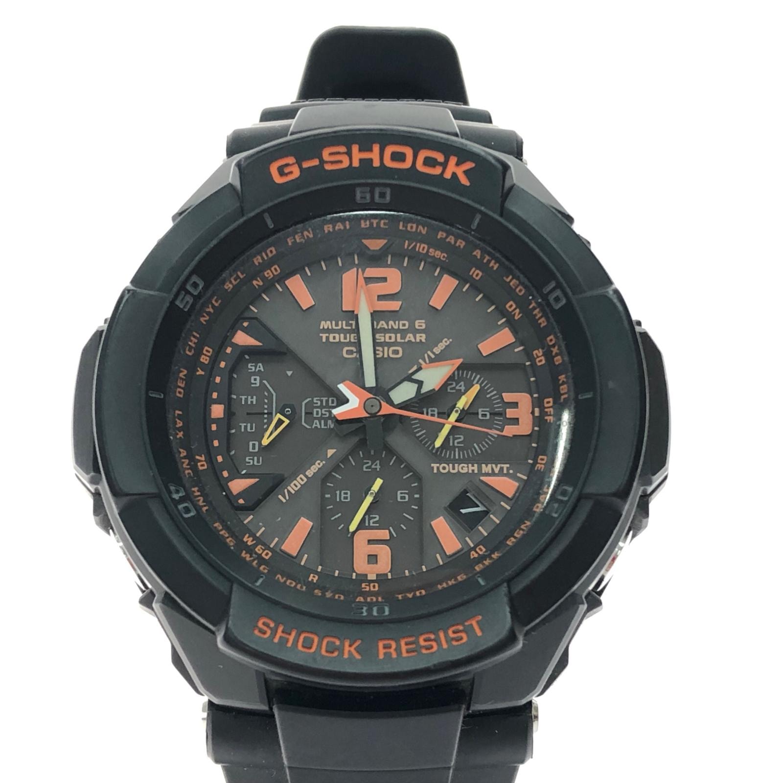 CASIO カシオ メンズ腕時計 電波ソーラー スカイコックピット G-SHOCK Gショック GW-3000B ブラック/オレンジ