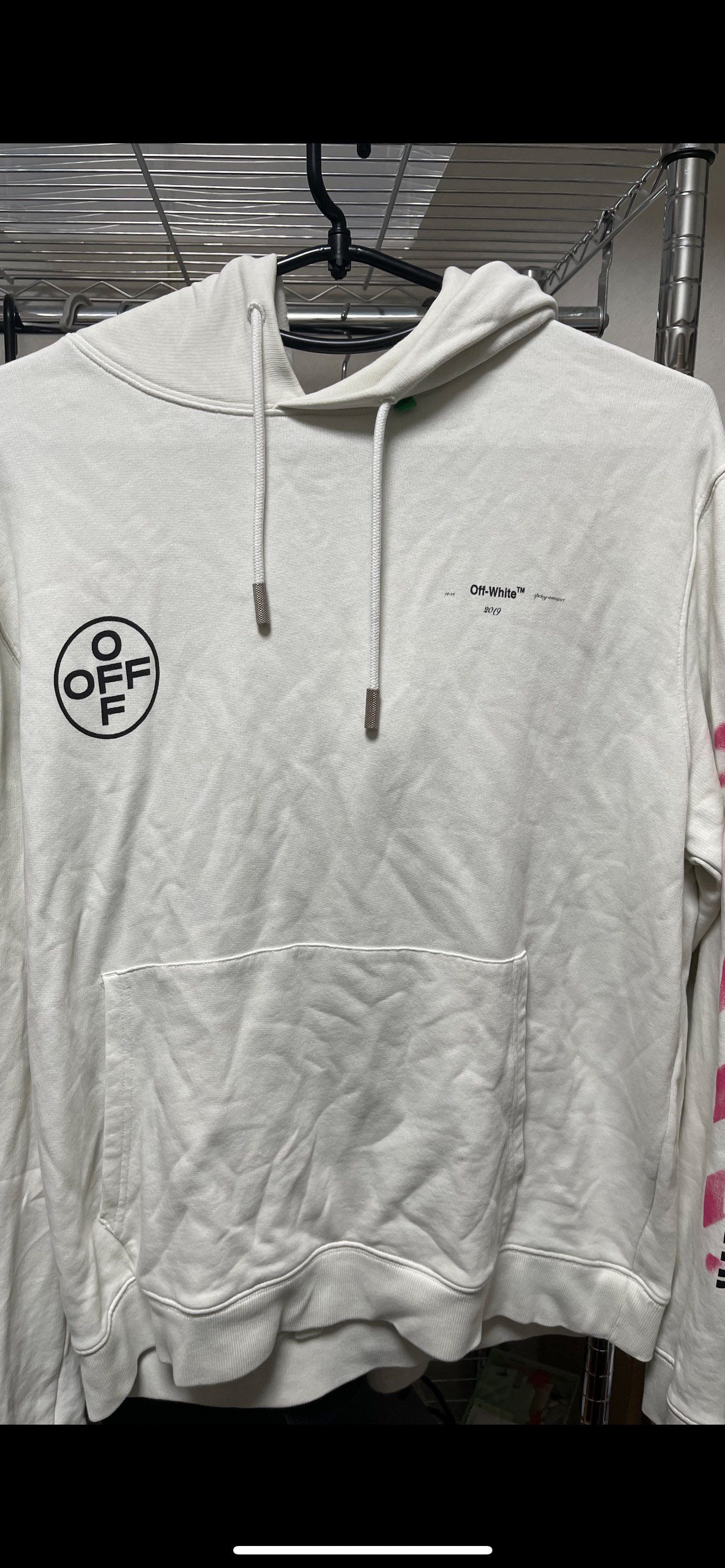 OFF-WHITE Diag Stencil Hoodie "White"