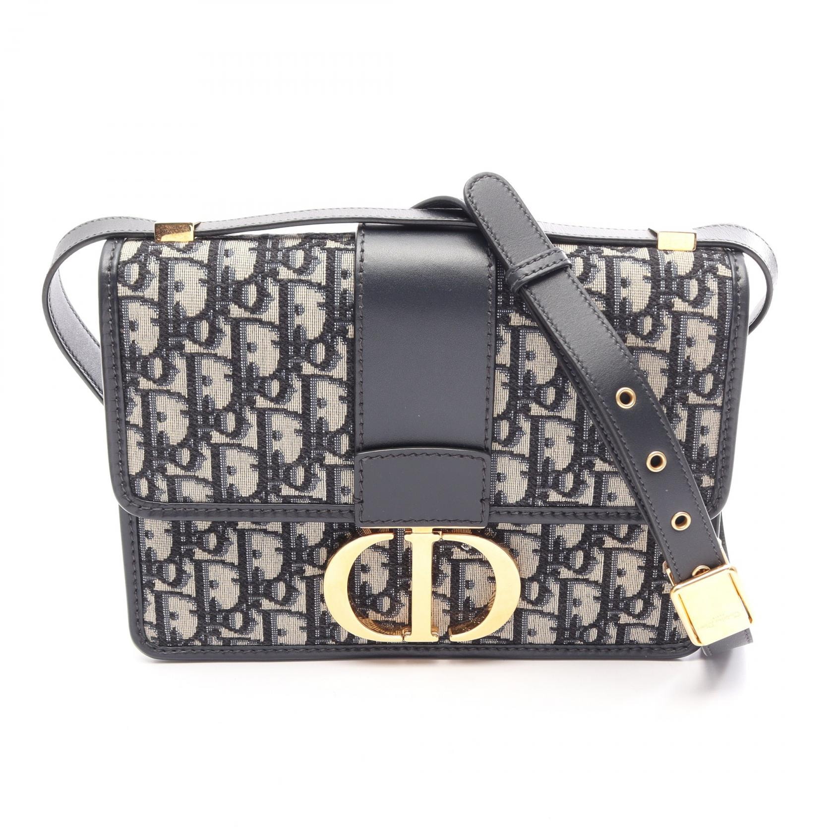 ディオール Dior 30 MONTAIGNE モンテーニュ オブリーク ショルダーバッグ バッグ キャンバス レザー レディース ベージュ系 / ネイビー系 M9203UMOS 【中古】