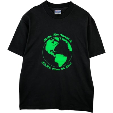 古着 80年代 ヘインズ Hanes Fifty-Fifty 青タグ メッセージ プリントTシャツ USA製 メンズL相当 ヴィンテージ/eaa636027