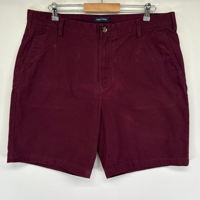 古着 ノーティカ NAUTICA ショートパンツ チノパン ハーフ 短パン ワンポイントロゴ 半ズボン w38 ボルドー メンズ