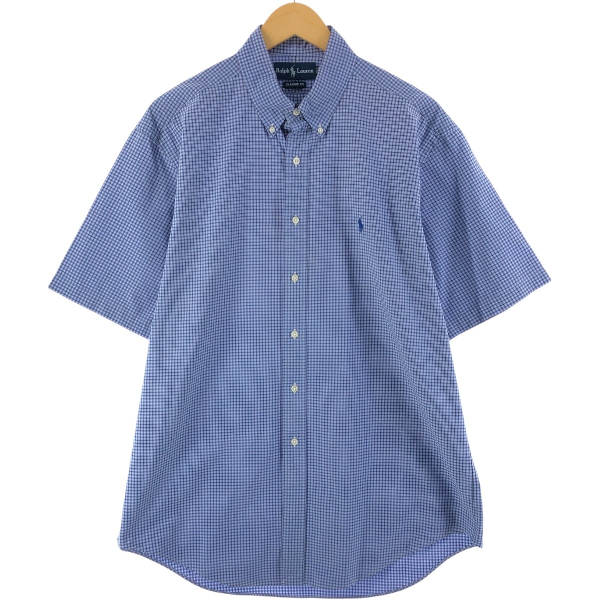 古着 ラルフローレン Ralph Lauren CLASSIC FIT 半袖 ボタンダウン チェックシャツ メンズL相当/eaa539192