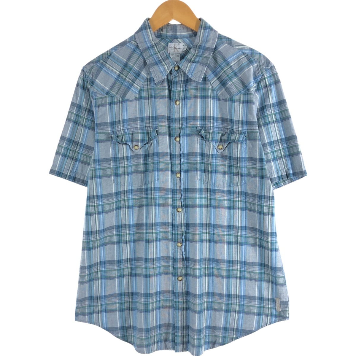 古着 90~00年代 カルバンクライン Calvin klein JEANS チェック柄 半袖 ウエスタンシャツ メンズL相当/eaa557783