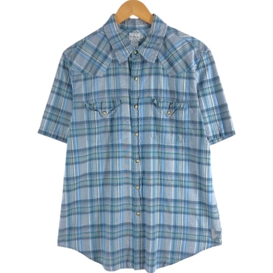 古着 90~00年代 カルバンクライン Calvin klein JEANS チェック柄 半袖 ウエスタンシャツ メンズL相当/eaa557783