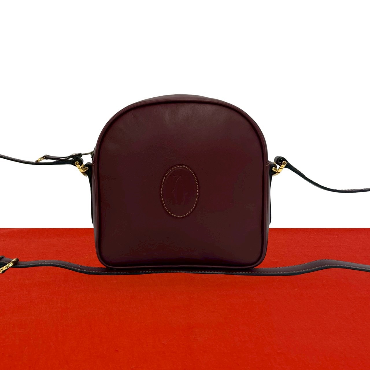 CARTIER カルティエ マストライン レザー ショルダーバッグ ワインレッド
 34666