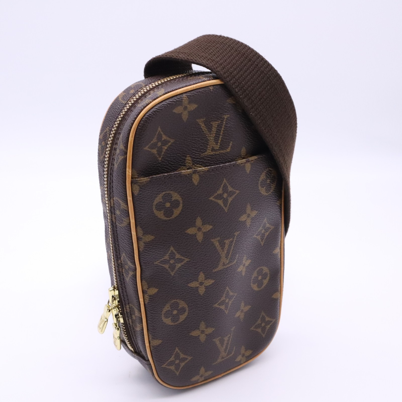 LOUIS VUITTON ルイ・ヴィトン モノグラム ポシェット ガンジュ M51870 ショルダーバッグ ブラウン ベージュ コーティングキャンバス レザー メンズ