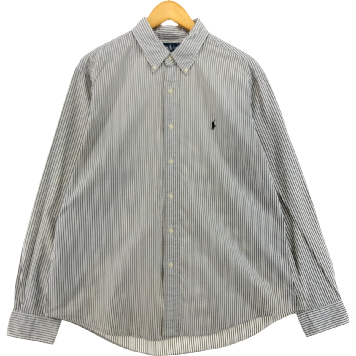 古着 ラルフローレン Ralph Lauren CUSTOM FIT 長袖 ボタンダウンストライプシャツ メンズXL相当/eaa521492