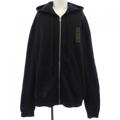 Chrome Hearts Vertical Logo Zip Up Hoodie "Black/Army Green"