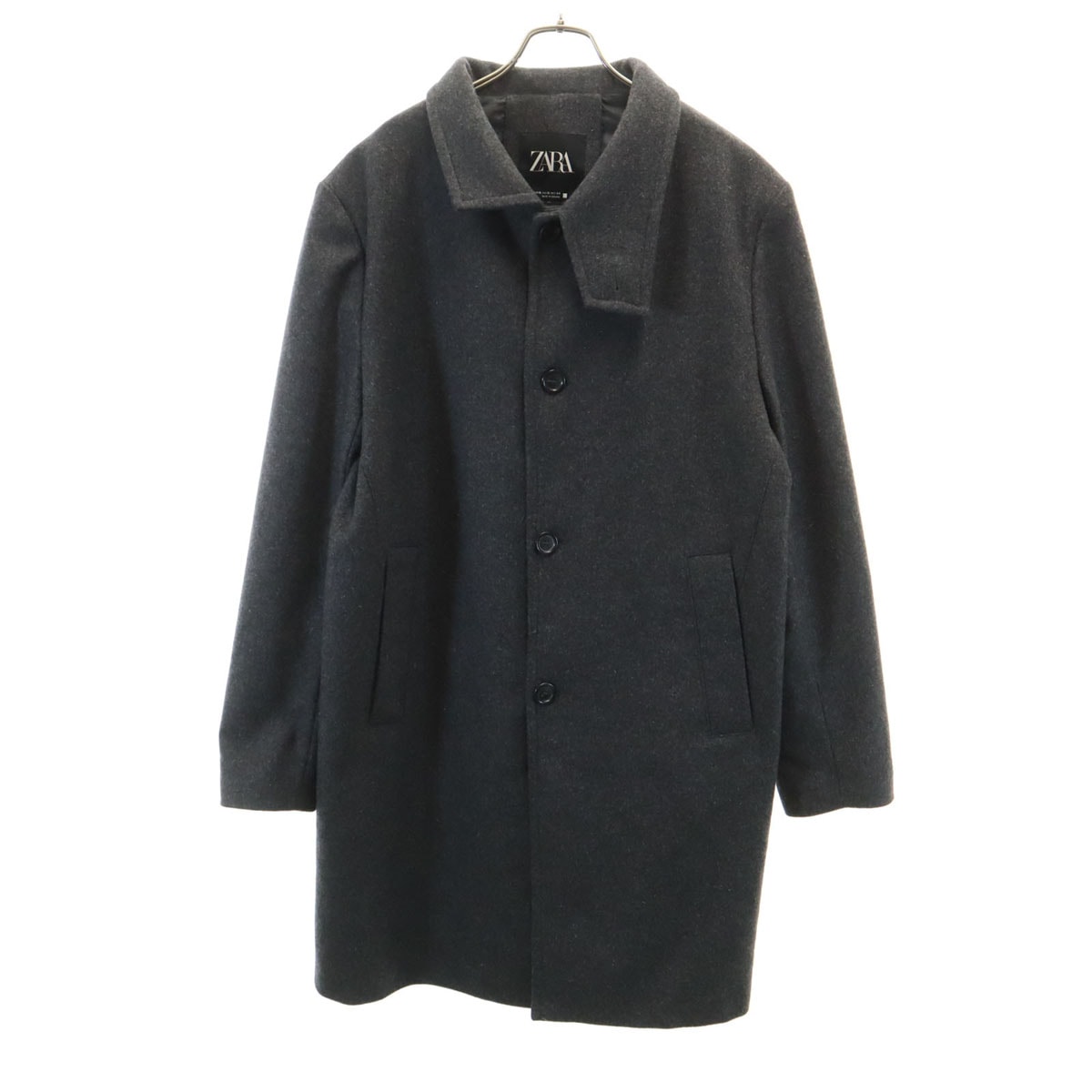ZARA ザラ ウールブレンド ステンカラーコート XL グレー