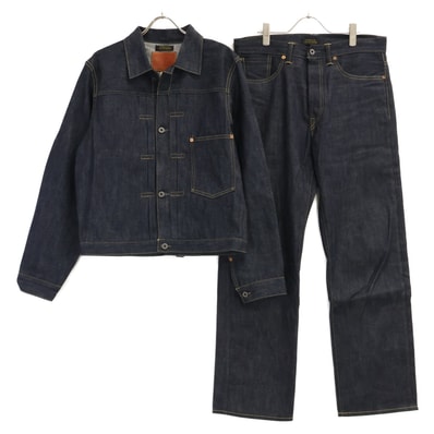 ダブルアールエル 【美品/国内正規/26SS】782P11644001/11645001 JAPAN WOVEN 1944 大戦モデル TYPE 1 JACKET/DENIM PANTS セットアップ ジャケットM/ボトムス32