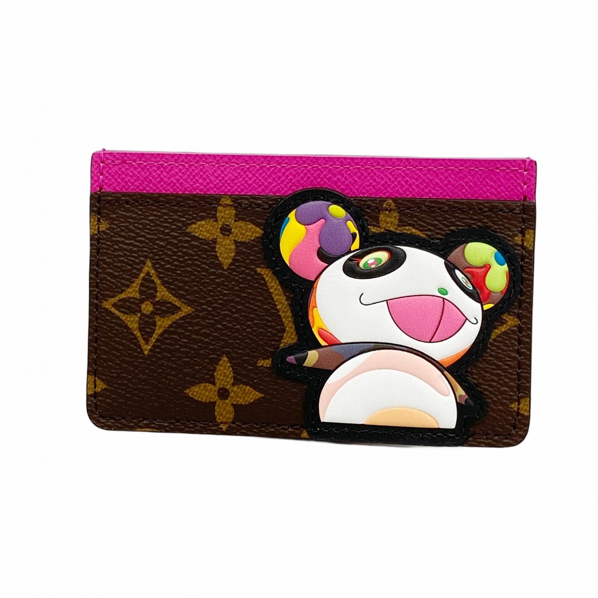 ★最終価格【6da0390-k】ルイヴィトン カードケース モノグラム・パンダ ポルトカルトサーンプル M13439 ブラウン ピンク【中古】レディース