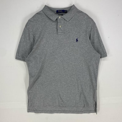 古着 ポロ・ラルフローレン POLO RALPH LAUREN 半袖シャツ ワンポイント ロゴ刺繍 ポロシャツ L グレー系 メンズ