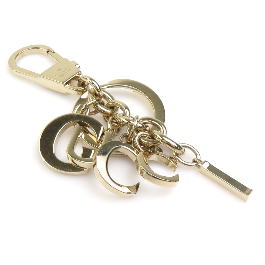 グッチ GUCCI チャーム キーリング スクリプト キーチェーン メタル ゴールド ユニセックス【中古】 h32548j