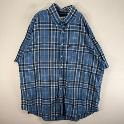 古着 ブルックスブラザーズ Brooks Brothers 半袖シャツ ボタンダウン XL ネイビー系 チェック メンズ