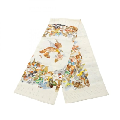 エルメス HERMES L'INTRUS スカーフ 衣料品 シルク シルク レディース ホワイト系 / マルチカラー 【中古】