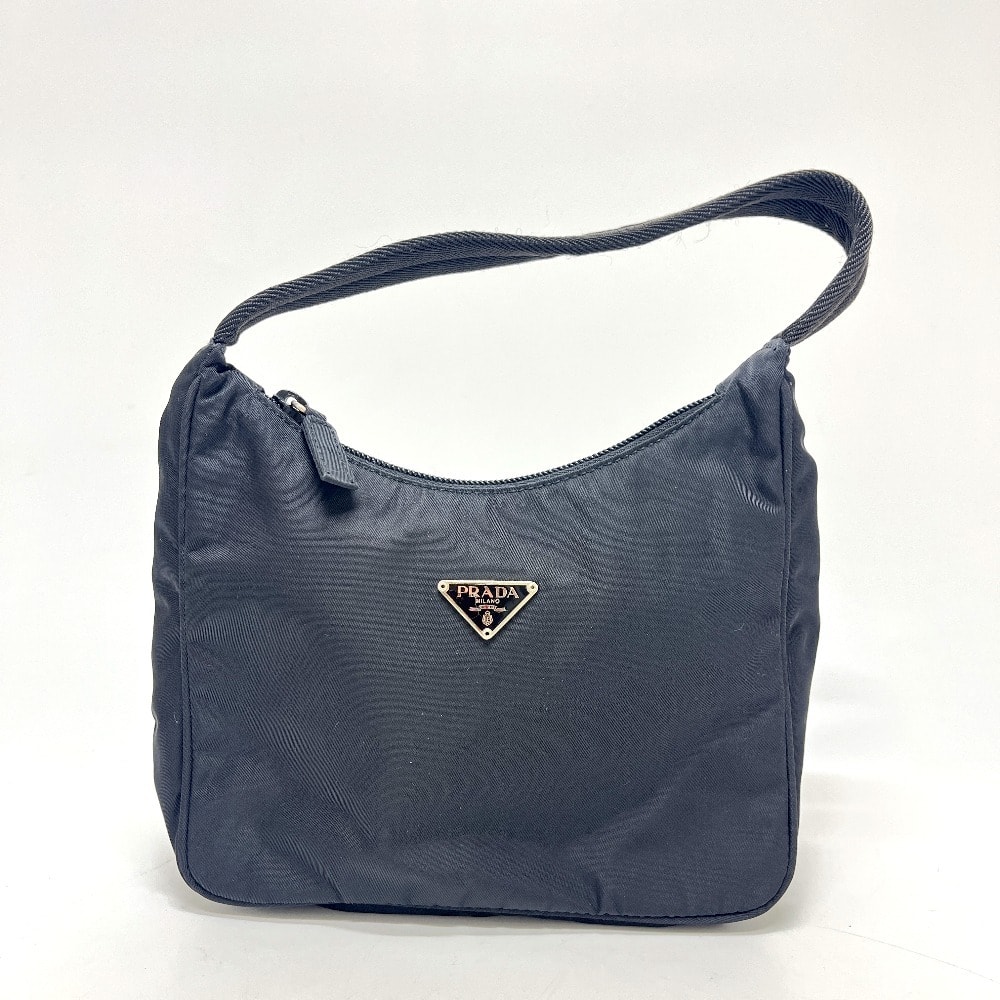プラダ PRADA トライアングルロゴ 三角ロゴ プレート MV515 ホーボー カバン バッグ 肩掛け ショルダーバッグ ナイロン ブラック