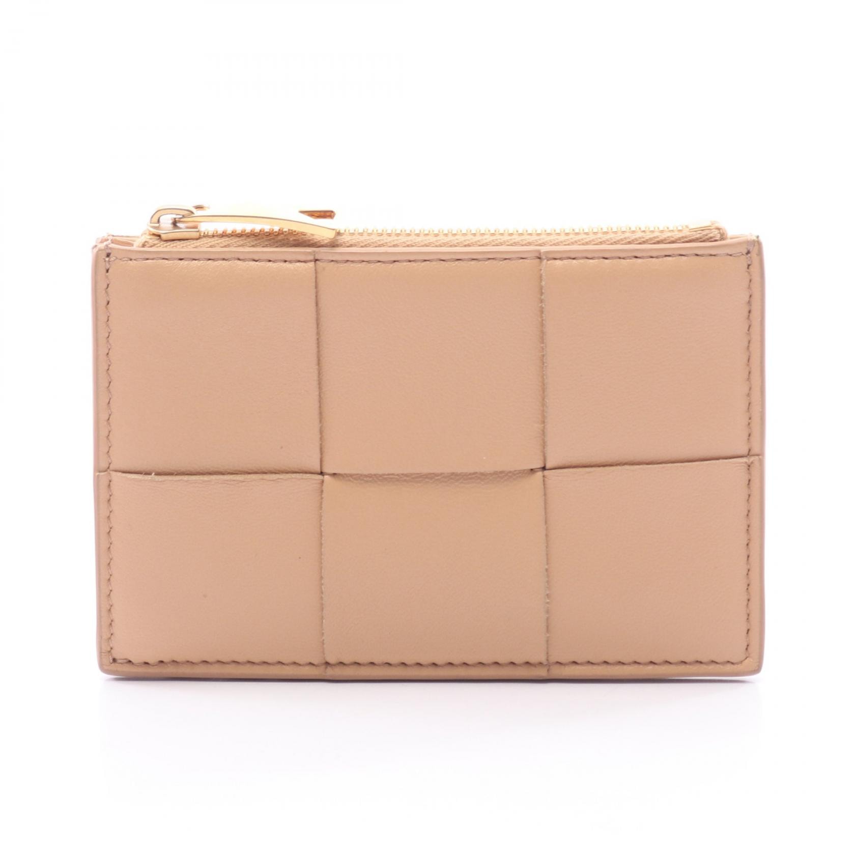 ボッテガヴェネタ BOTTEGA VENETA カセット カードケース コインケース 財布 レザー レディース ベージュ系 【中古】