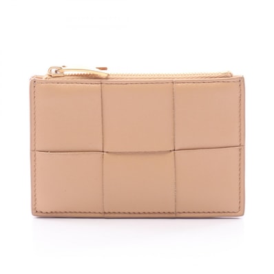 ボッテガヴェネタ BOTTEGA VENETA カセット カードケース コインケース 財布 レザー レディース ベージュ系 【中古】