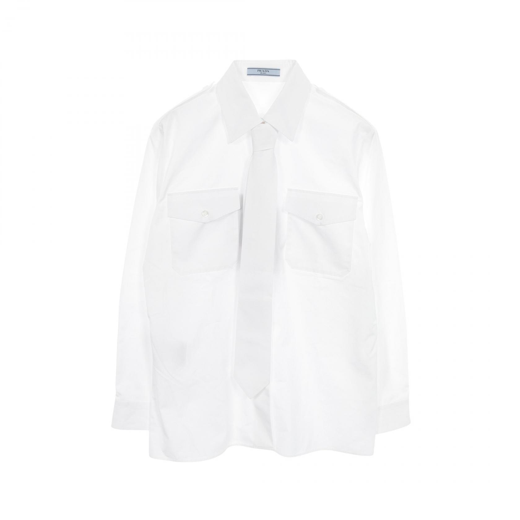プラダ PRADA シャツ 衣料品 トップス コットン レディース ホワイト系 【中古】 A (未使用に近い)】プラダ PRADA シャツ 衣料品 トップス コットン