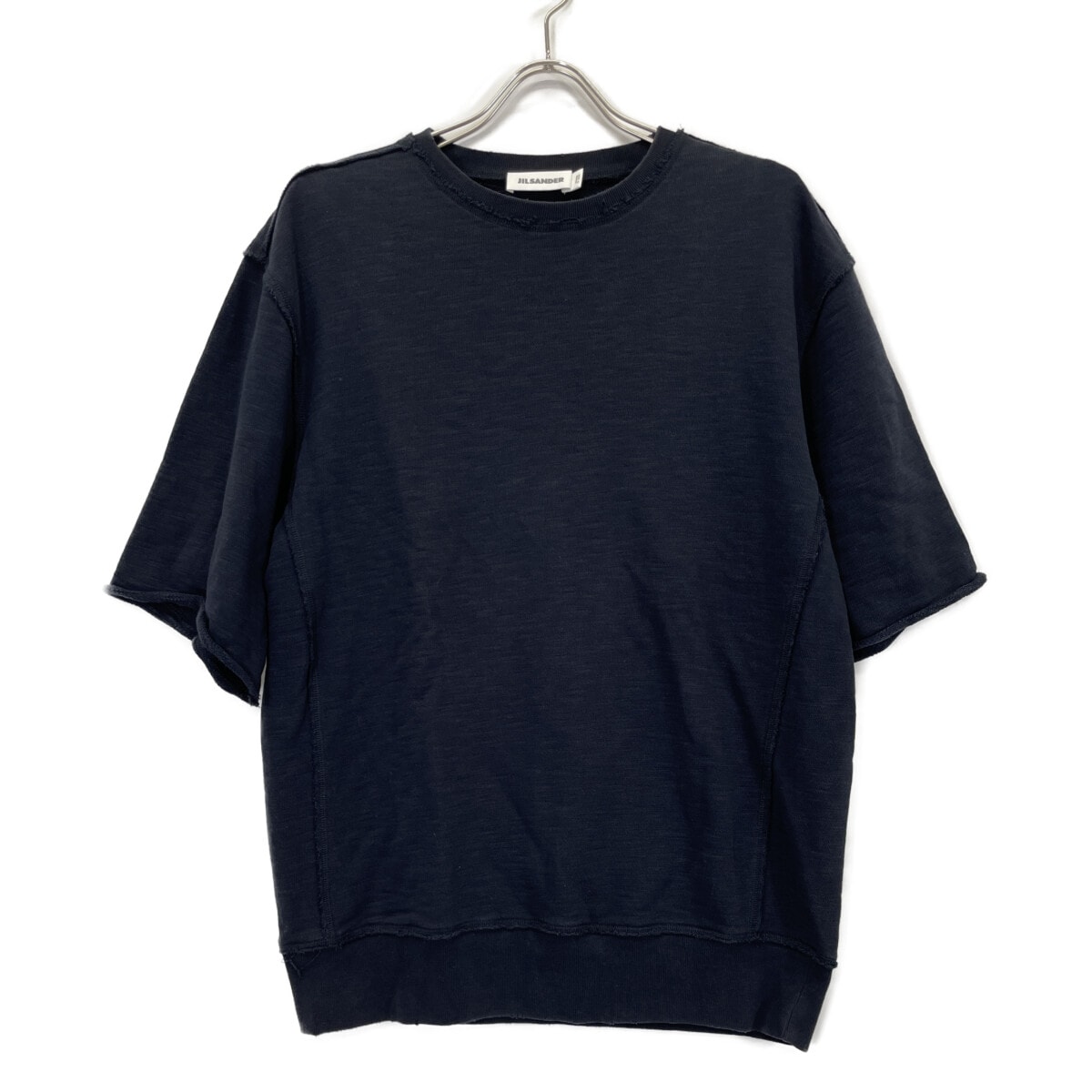 ジルサンダー JSUM706025 ネイビー インサイドアウトデザイン クルーネックTシャツ 半袖スウェット S