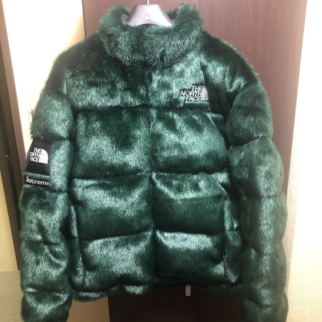 Supreme x The North Face Faux Fur Nuptse Jacket "Green"