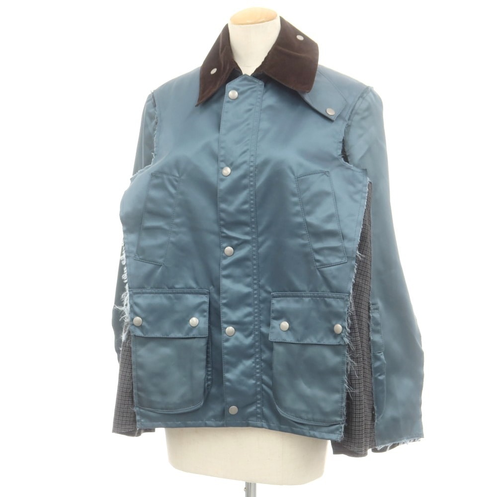 【中古】メゾン マルジェラ Maison Margiela ナイロン サテン フィールドジャケット スモークブルーxグレー【サイズ36】【レディース】