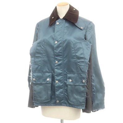 【中古】メゾン マルジェラ Maison Margiela ナイロン サテン フィールドジャケット スモークブルーxグレー【サイズ36】【レディース】