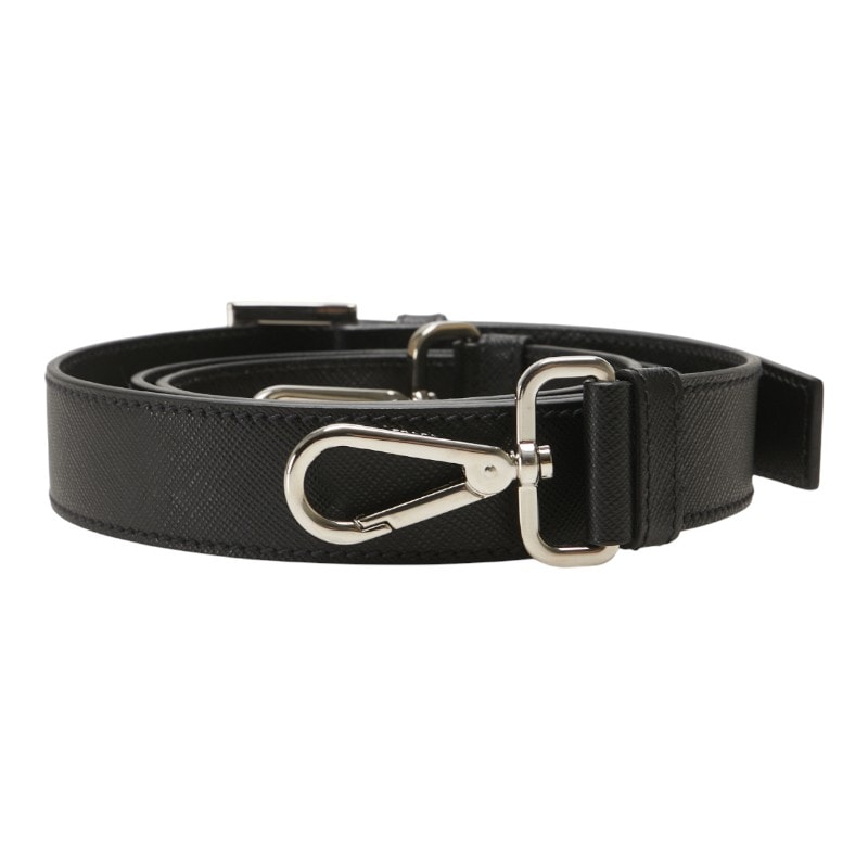 プラダ ロゴ ショルダーストラップ ブラック サフィアーノレザー レディース PRADA 【中古】