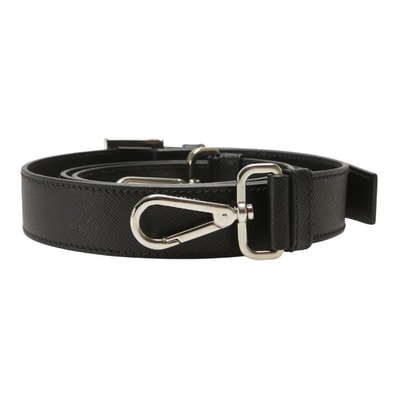 プラダ ロゴ ショルダーストラップ ブラック サフィアーノレザー レディース PRADA 【中古】