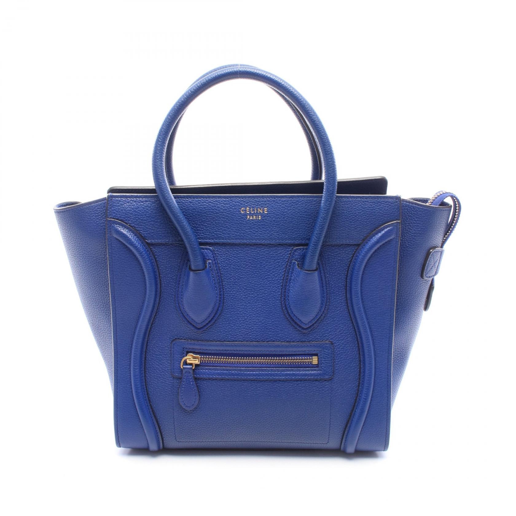 セリーヌ CELINE ラゲージ マイクロショッパー トートバッグ バッグ レザー レディース ブルー系 167793 【中古】