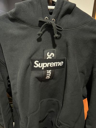 Supreme Cross Box Logo Hooded Sweatshirt "Black"