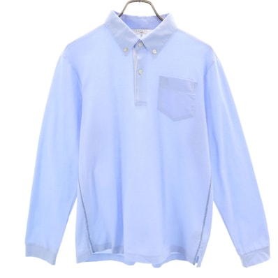 LANVIN SPORT ランバンスポール 日本製 長袖 ボタンダウン ポロシャツ 40 ブルー系