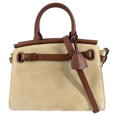 RALPH LAUREN ラルフローレン 2WAY RL50 ハンドバッグ ショルダーバッグ 肩掛け 斜め掛け スウェード レザー ベージュ ブラウン 茶 ゴールド金具 レディース【中古品】