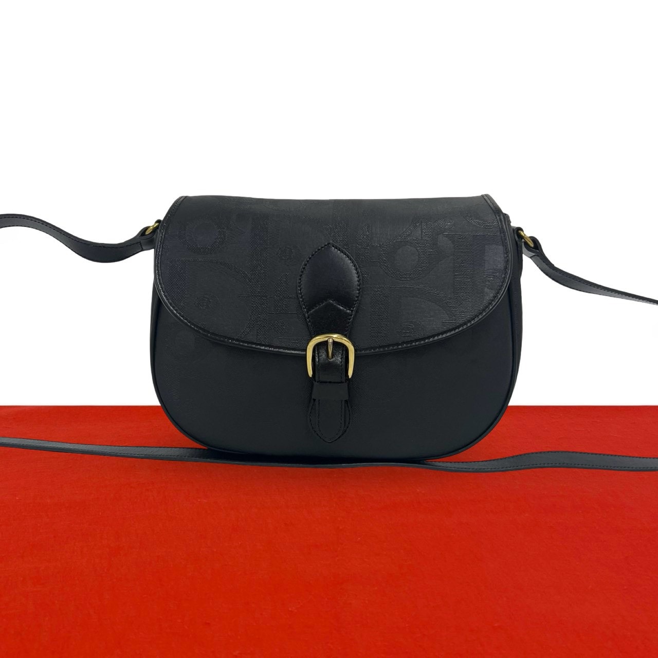 Christian Dior ディオール ロゴ 総柄 レザー PVC ショルダーバッグ ブラック
54328