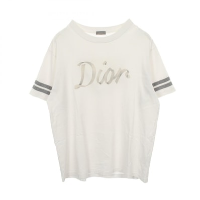 ディオール Dior ロゴ刺繍 クルーネック 半袖Tシャツ 衣料品 トップス コットン レディース ホワイト系 / グレー系 293J659A0554 【中古】