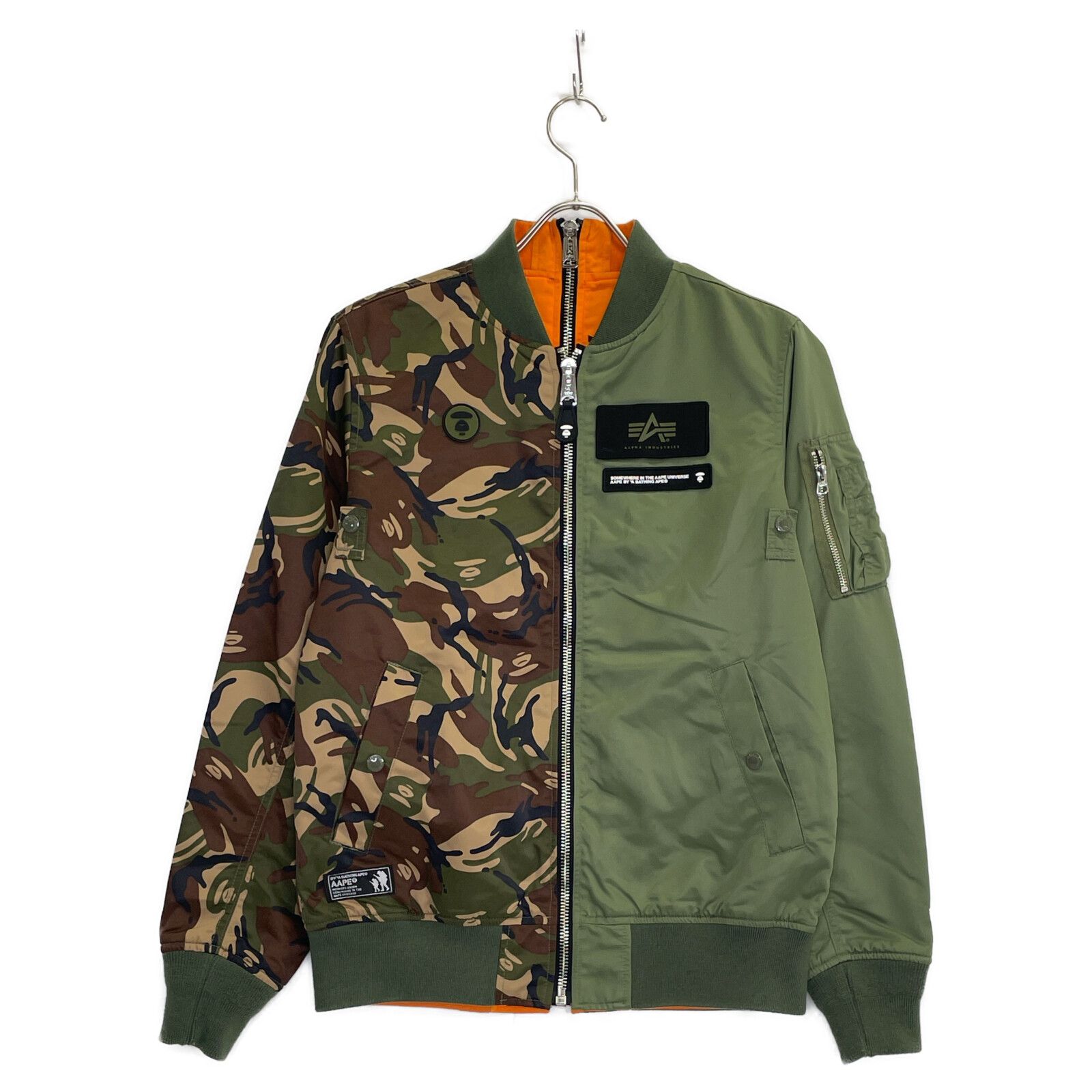【Aape】MA-1ジャケット リバーシブル 黒/迷彩 やや傷や汚れあり】アベイシングエイプ リバーシブル カモフラ