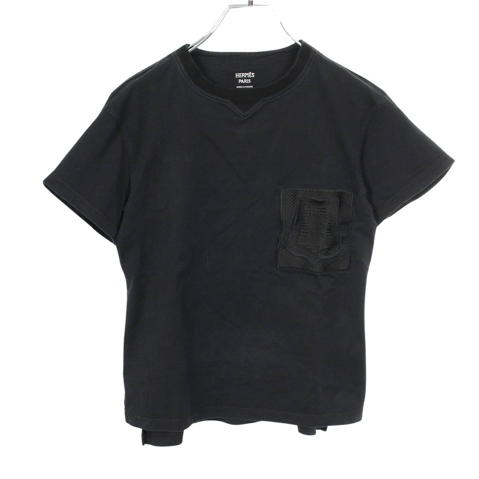 エルメス HERMES エンブレム 半袖Tシャツ 衣料品 トップス コットン レディース ブラック系 【中古】