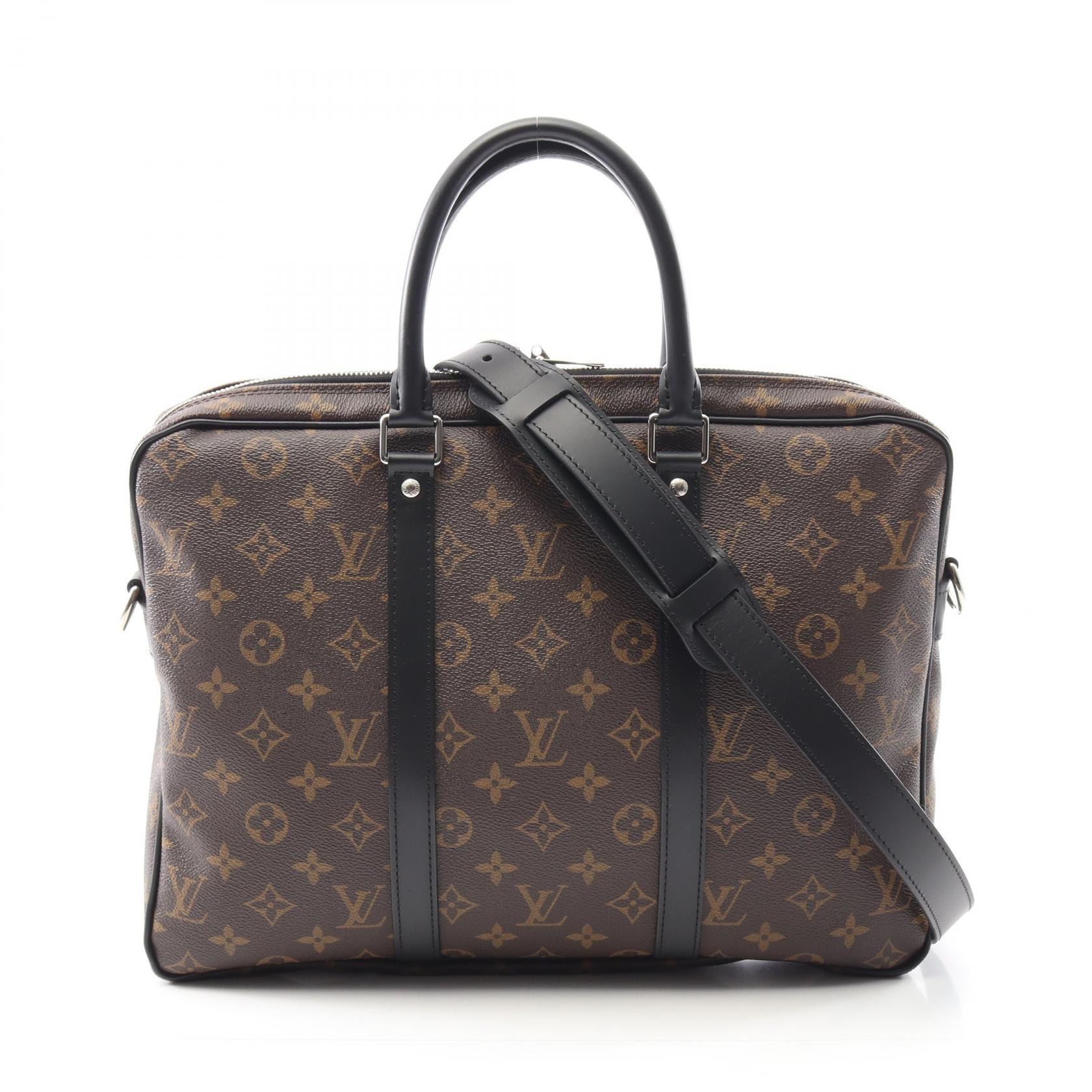 ルイ・ヴィトン LOUIS VUITTON PDV PM ブリーフケース バッグ PVCコーティングキャンバス レザー モノグラム・マカサー メンズ ブラウン系 / ブラック系 M52005 【中古】