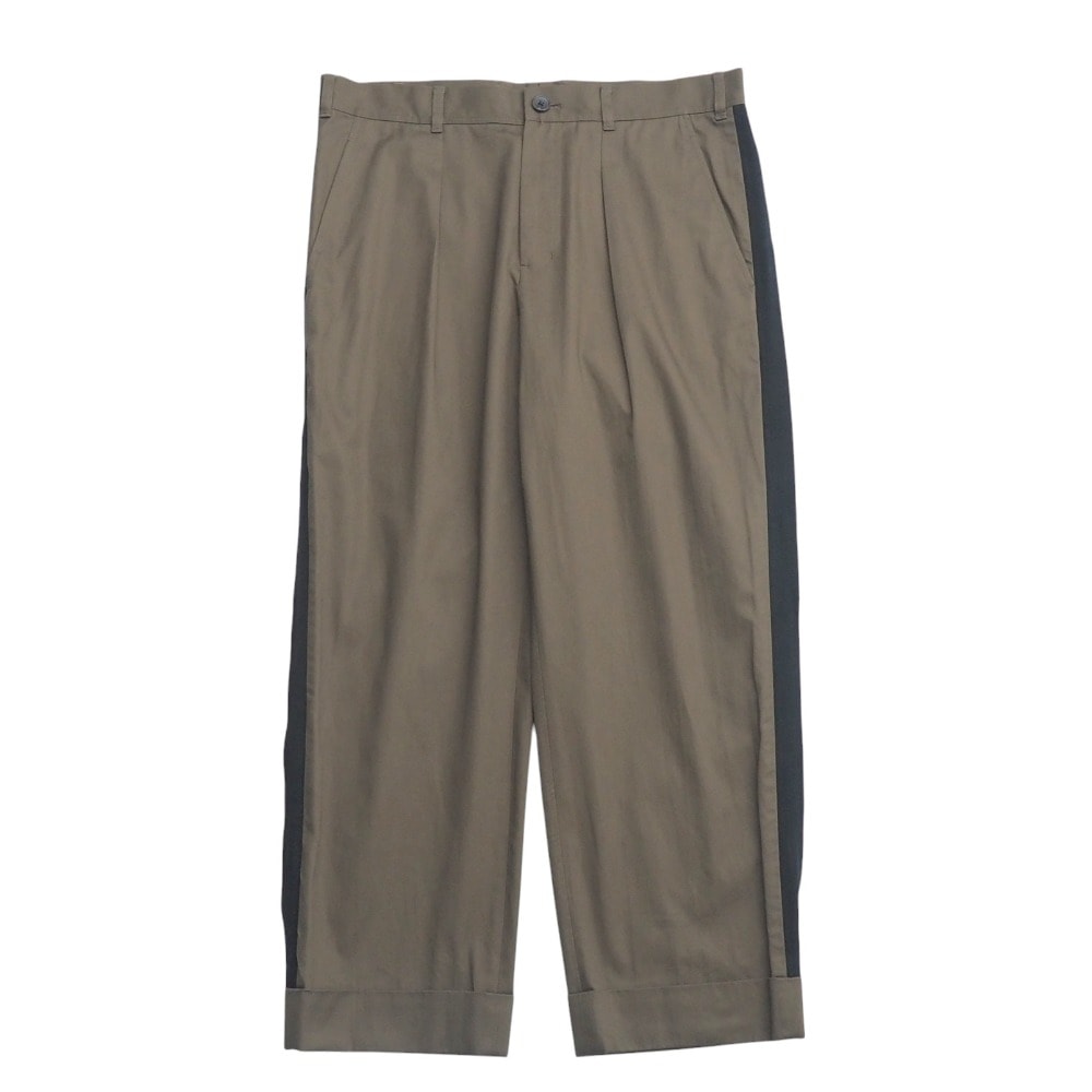 ■美品■Ground Y Yohji Yamamoto グラウンド ワイ ヨウジヤマモト チノパンツ サイズ3 サイドライン 七分丈 クロップド タック スラックス ブランド古着【中古】20250711/RA5369