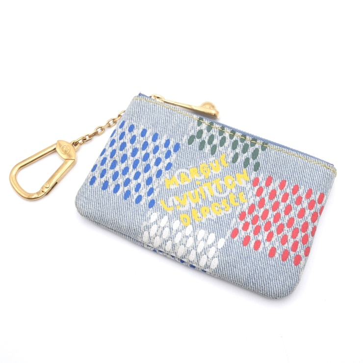 LOUIS VUITTON(ルイ・ヴィトン)LV バーズ ダミエ デニム ポシェット・クレ コインケース キーケース 小銭入れ マルチカラー ブルー デニム ゴールド金具 2025春夏 メンズ レディース N00188【中古】